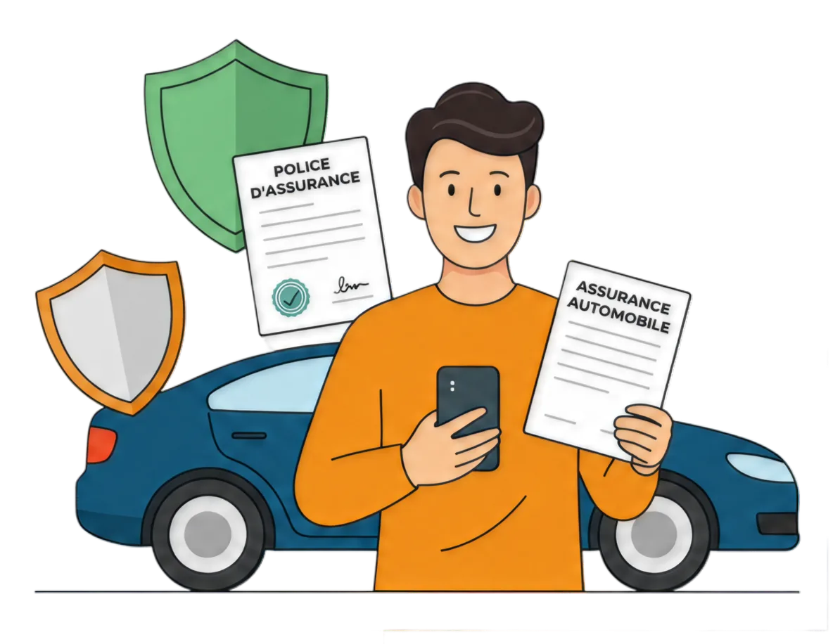 Un client compare son tarif d’assurance auto sur son téléphone